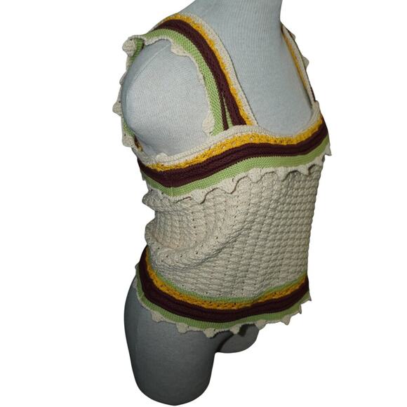 Marc New York Crochet Knit Tank Top Multicolor Boho Sleeveless M - Picture 3 of 5